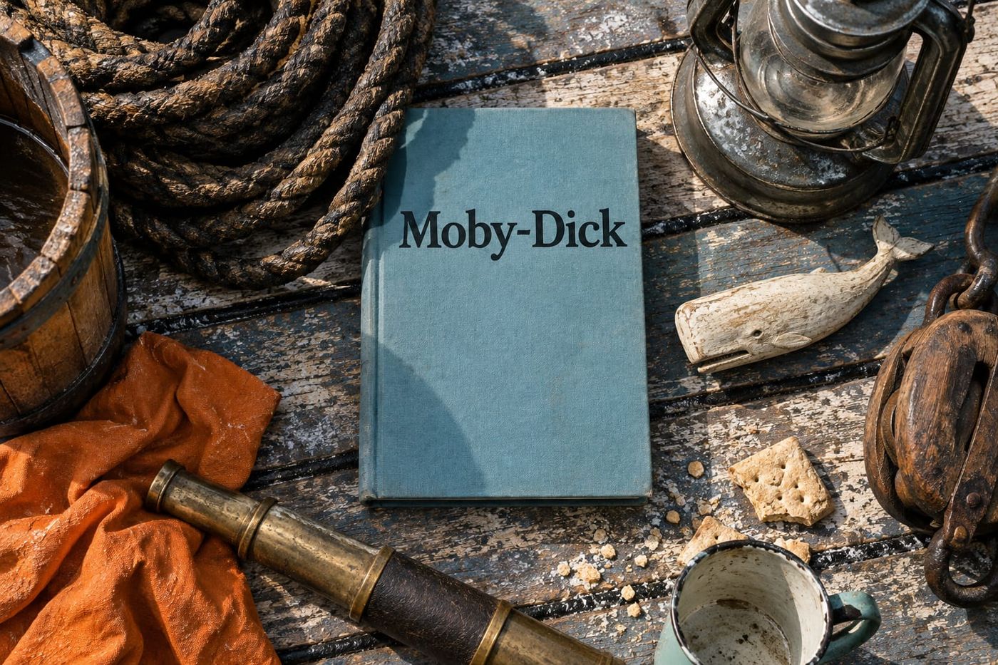 An unread copy of Moby-Dick in a sunny everyday scene