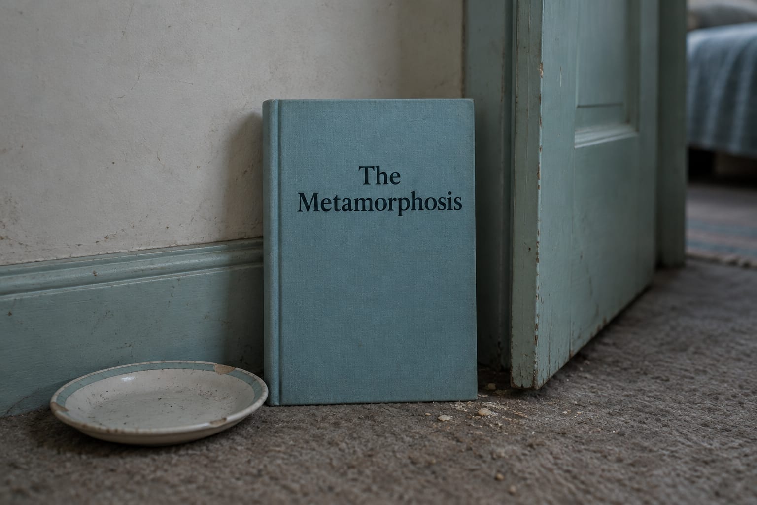 An unread copy of The Metamorphosis in a sunny everyday scene