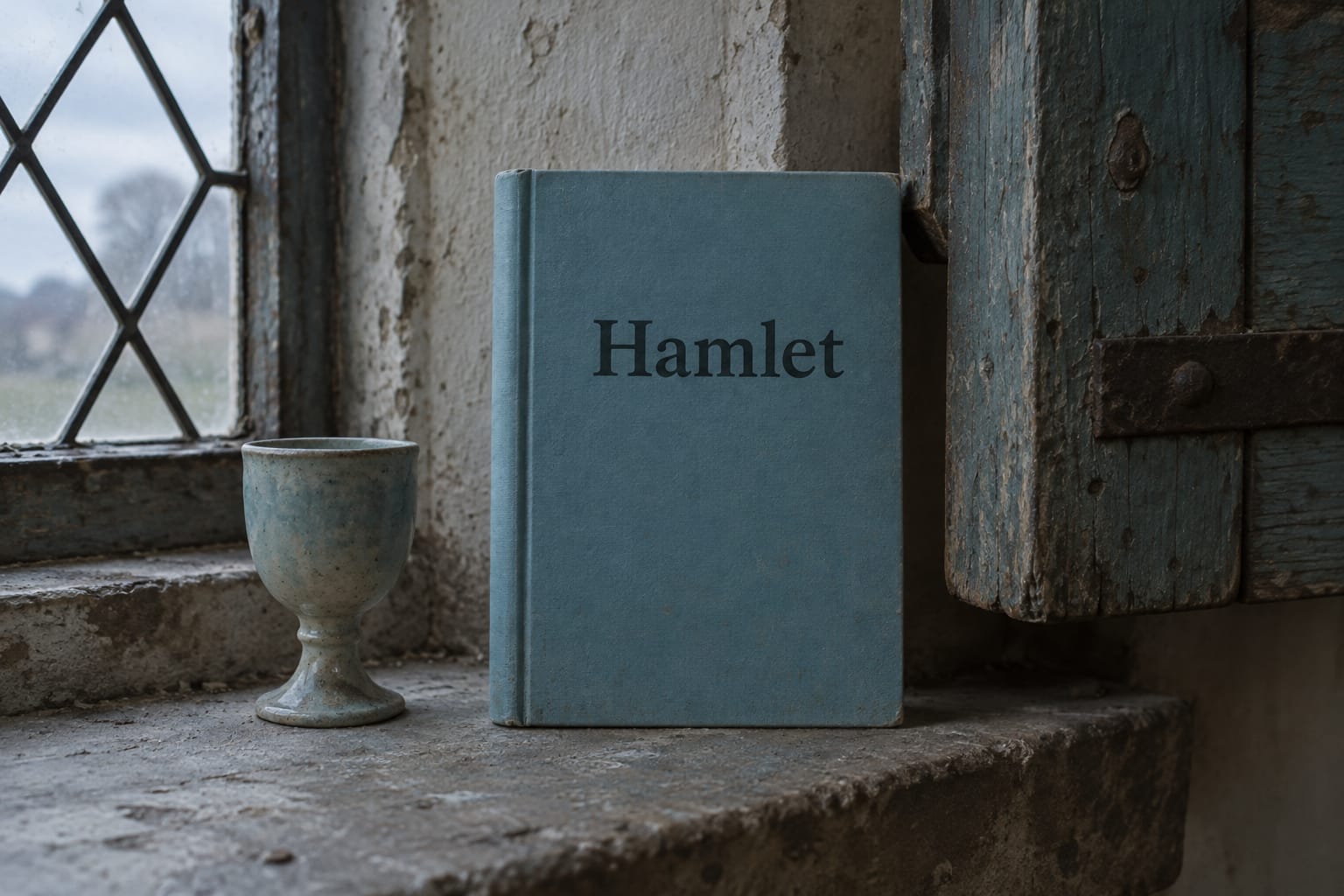 An unread copy of Hamlet in a sunny everyday scene